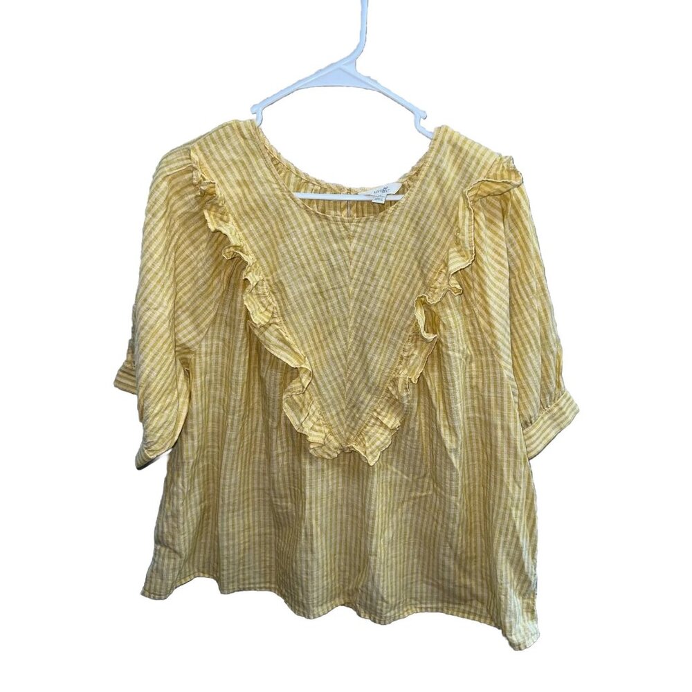 Terra & Sky womans pesant top yellow plus size 1X (14W/16W) yellow short sleeve